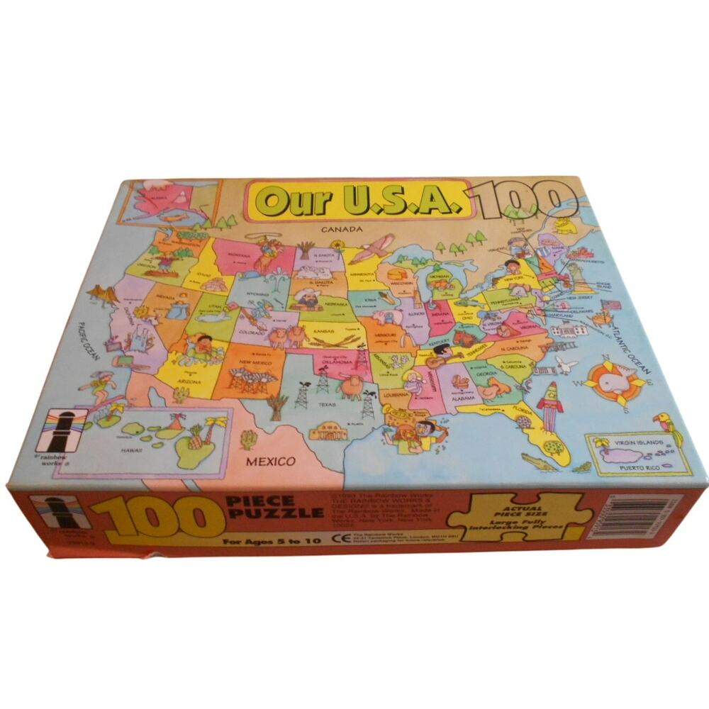 Vintage Our USA Puzzle 100 PC 1993 Rainbow Works 75913-3 Complete 11.5 x 15